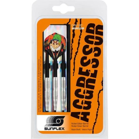 Set 3 sageti darts Sunflex AGGRESOR 18 grame, soft, varf plastic, cu portofel