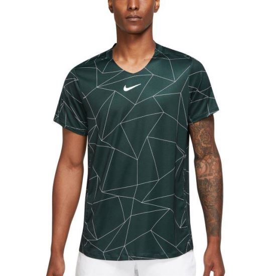 Tricou Nike Summer Advantage Print Crew verde/alb 
