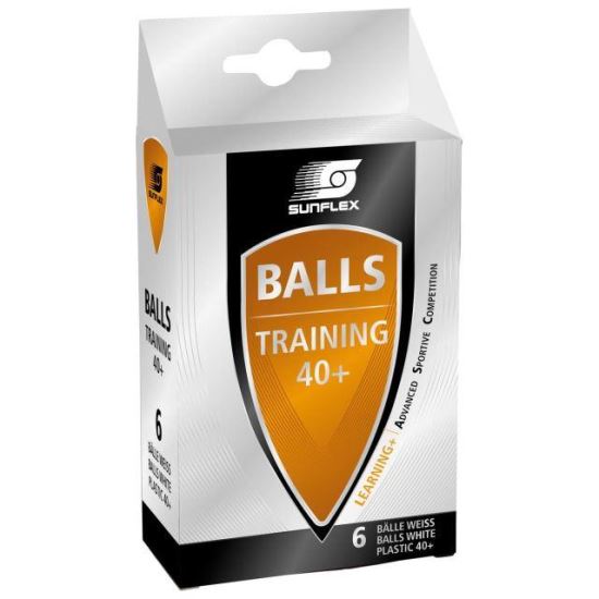 Set 6 mingi antrenament tenis de masa Sunflex TRAINING albe, 40+