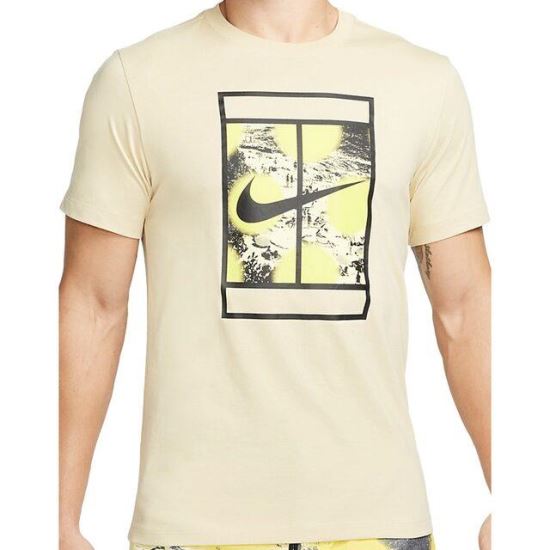 Tricou bumbac Nike Court RG Heritage galben
