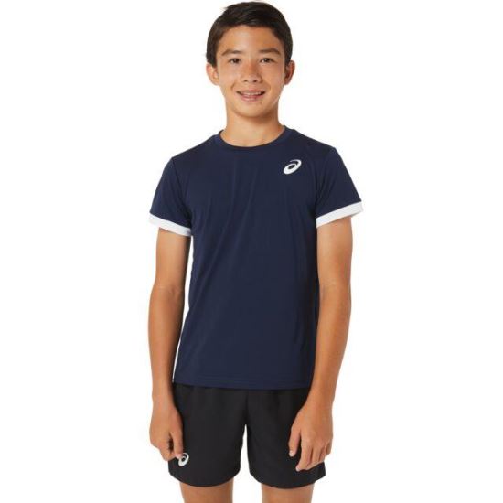 Tricou Asics Boys Tenis, blue/alb L