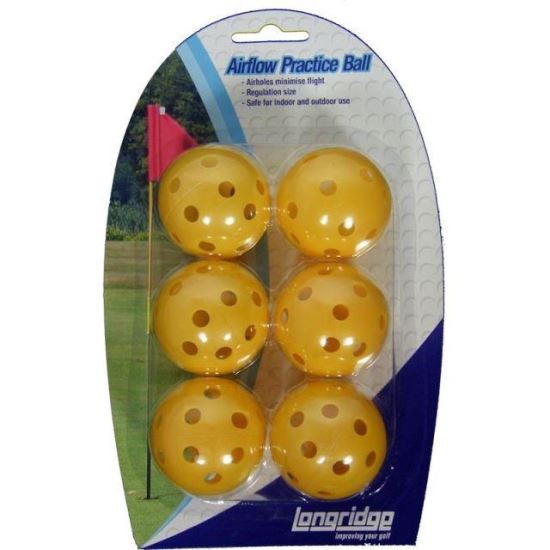 Set 6 mingi golf de antrenament LONGRIDGE din plastic, galbene