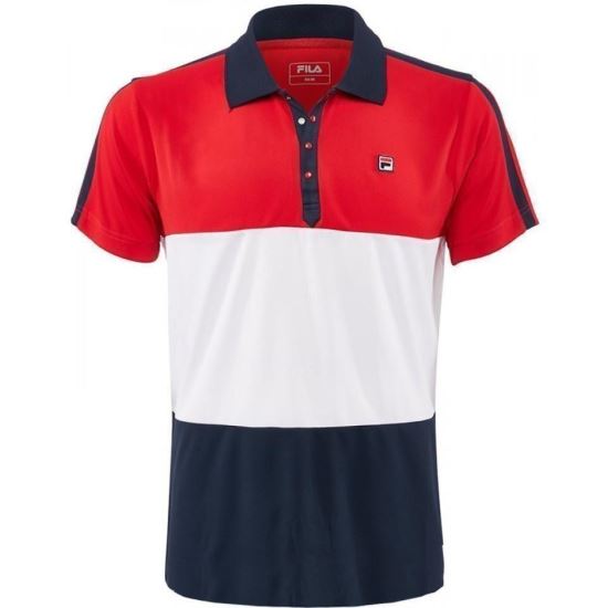 Tricou polo FILA Palle Barbati, rosu/bleumarin,alb, M